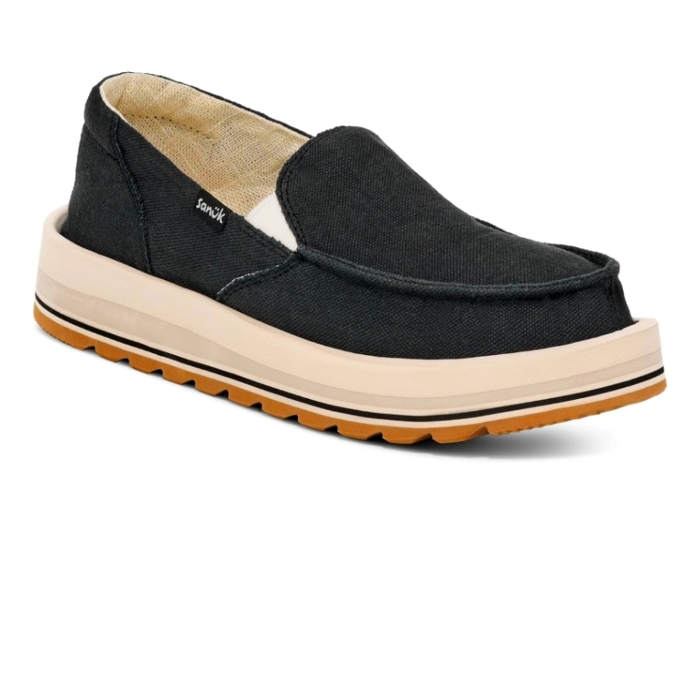 Sanuk Womens DONNA Mesa Black and Cream Slip-On Loafers Size 9